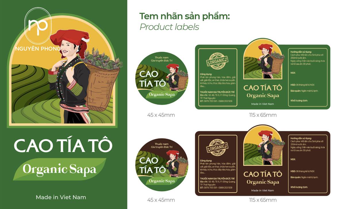 In sticker dán lọ cao tía tô